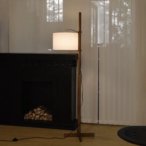 Lampadaire Nordique Wabi Sabi En Bois Massif Tissu Abat-Jour Led Salon Chambre Lampe De Chevet Décor À La Maison Canapé Coin Lampe Sur Pied - vue 4 sur 7