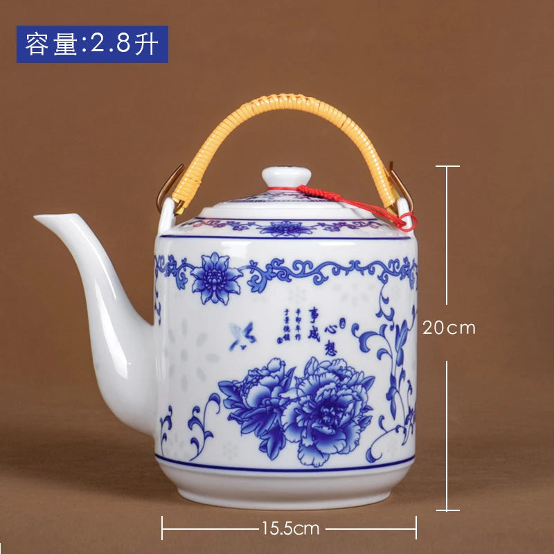théière céramique jingdezhen grande capacité style chinois anse - vue 4 sur 7