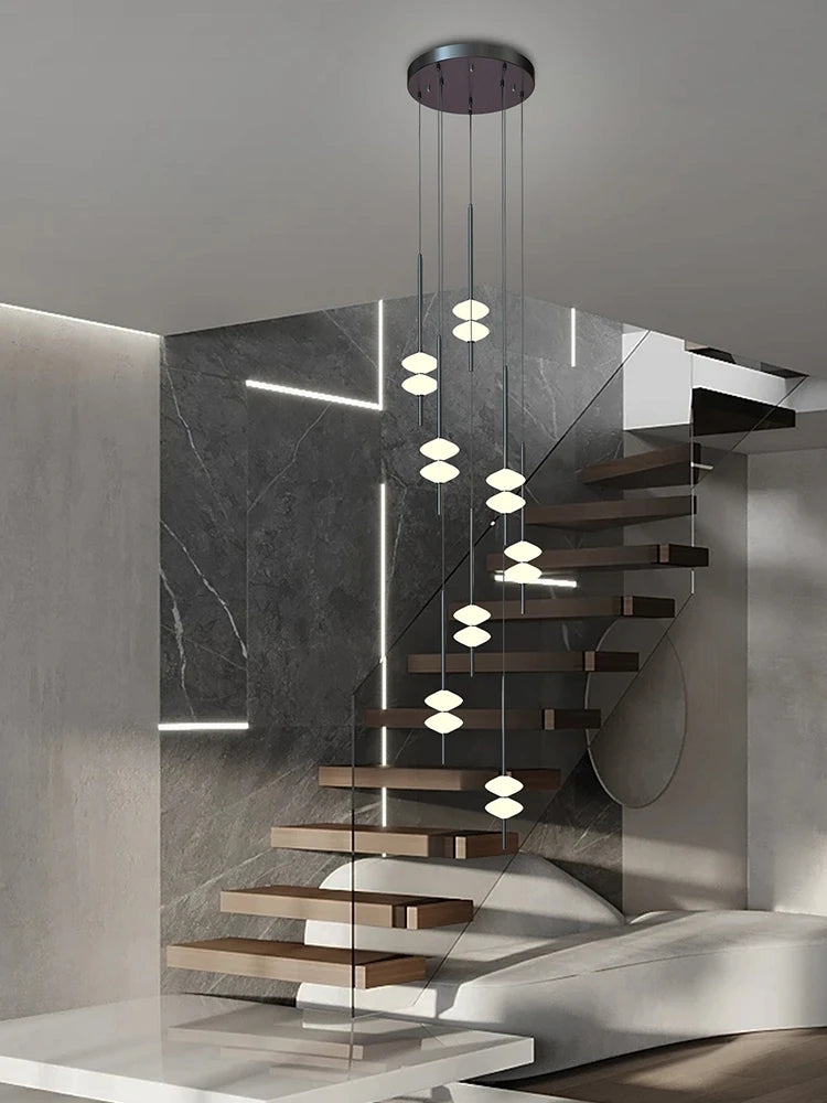 Nordic Staircase Long Chandelier Villa Duplex Chandelier Modern Light Luxury Conical Acrylic Design, 2023 New Pendant Light - vue 1 sur 12