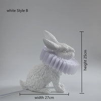 lampe de table créative en résine avec écharpe de lapin décorative