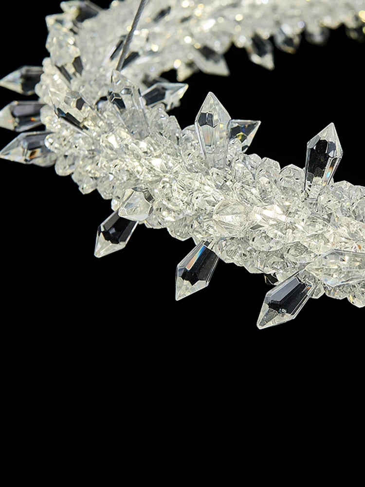 lustre en cristal de luxe à fleurs de glace éclairage suspendu élégant - vue 5 sur 12