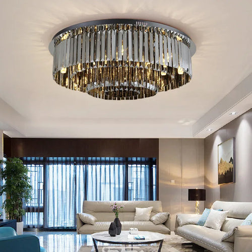 plafonnier led de luxe en cristal rond moderne - vue 3 sur 9
