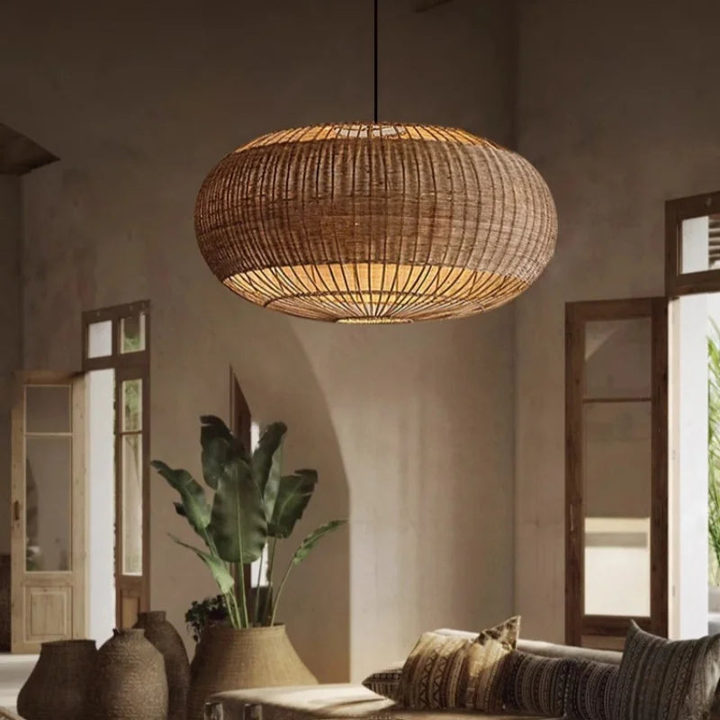 suspension en rotin tissé style wabi sabi pour décoration intérieure - vue 3 sur 10