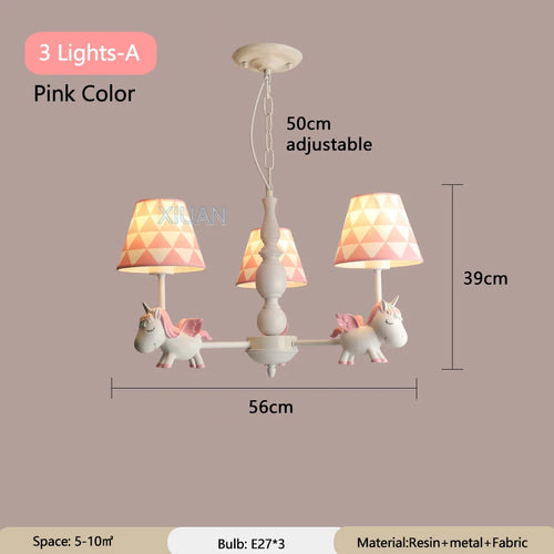 lustre licorne dessin animé pour chambre d'enfant suspendu - vue 19 sur 24
