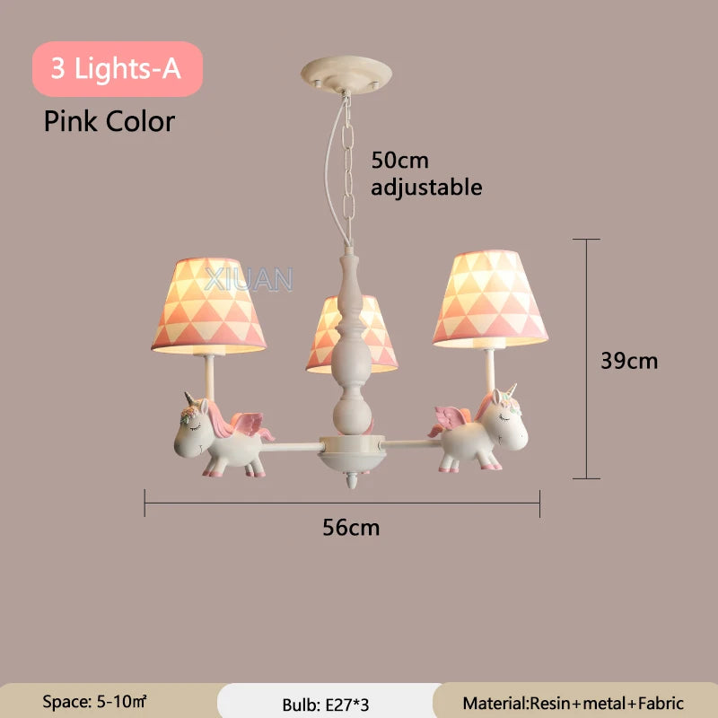 lustre licorne dessin animé pour chambre d'enfant suspendu - vue 18 sur 24