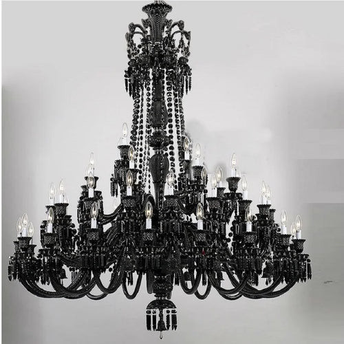 lustre en cristal noir européen avec lampe à bougie à led - vue 2 sur 16