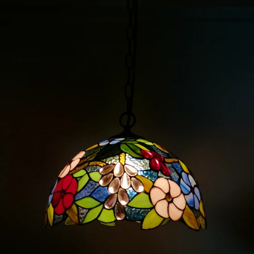 lustre floral en goutte style tiffany éclairage led pour café et restaurant - vue 4 sur 6