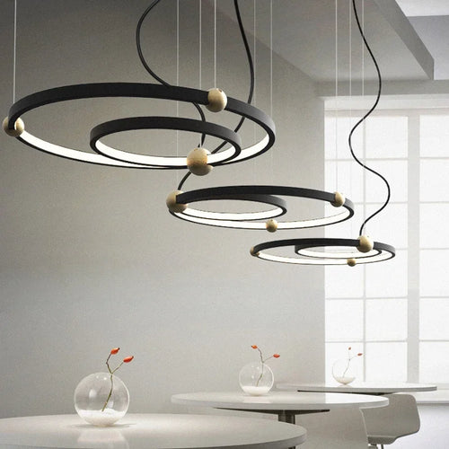 suspension à LED en anneau rond pour décoration moderne - vue 5 sur 8