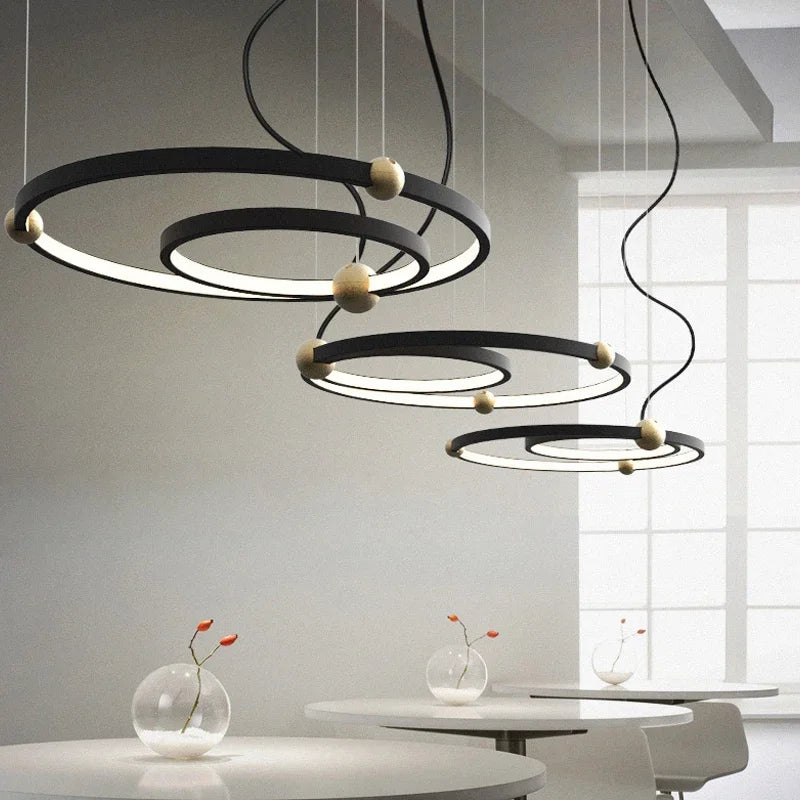 suspension à LED en anneau rond pour décoration moderne - vue 5 sur 8