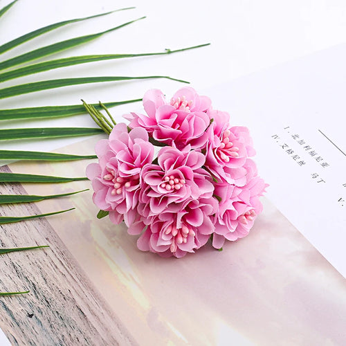 bouquet de mini fleurs d'hortensia artificielles pour décoration et bricolage - vue 10 sur 15