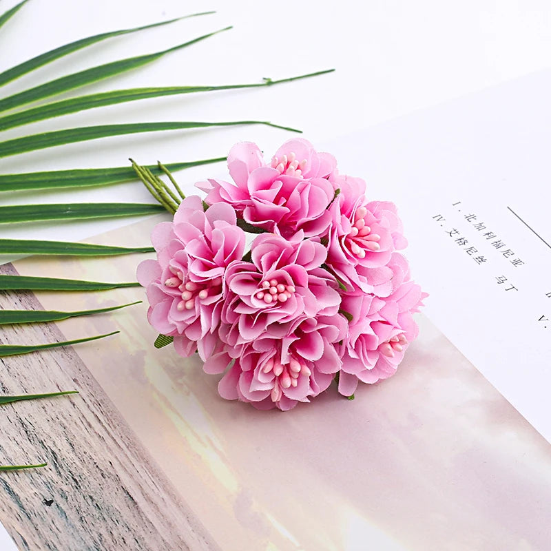 bouquet de mini fleurs d'hortensia artificielles pour décoration et bricolage - vue 9 sur 15