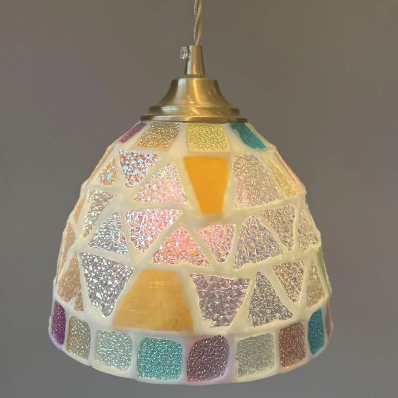 Suspension tiffany méditerranéen en verre coquille led - vue 4 sur 12