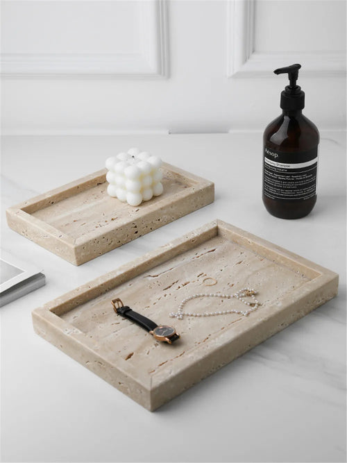 plateau minimaliste en marbre pour bougies et bijoux - vue 2 sur 16