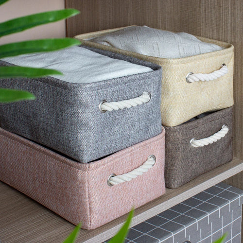 boîte de rangement en lin pour vêtements et jouets divers - vue 4 sur 12