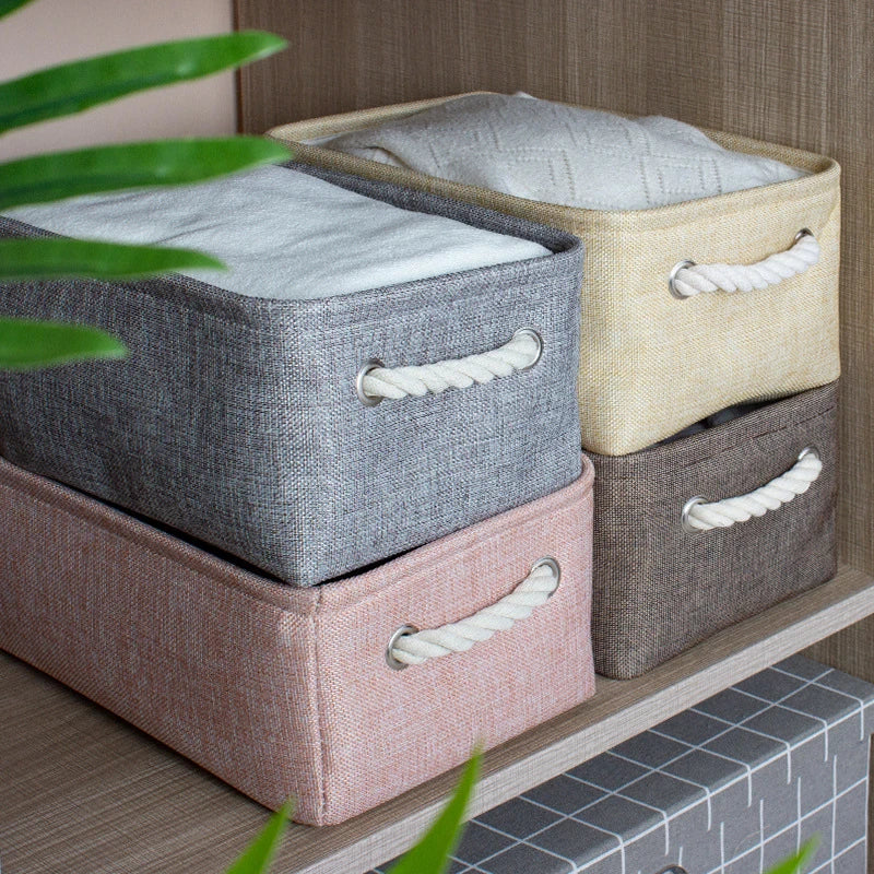 boîte de rangement en lin pour vêtements et jouets divers - vue 3 sur 12