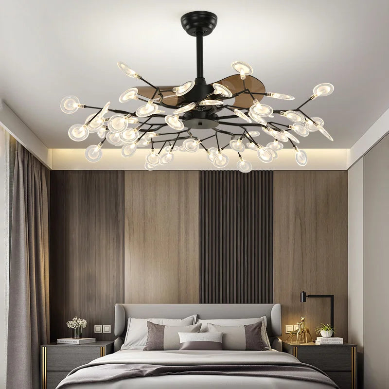 suspension ventilateur créatif moderne avec lumière LED - vue 5 sur 18