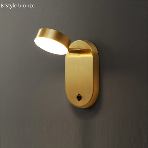 applique murale led pivotante en laiton avec interrupteur pour lecture