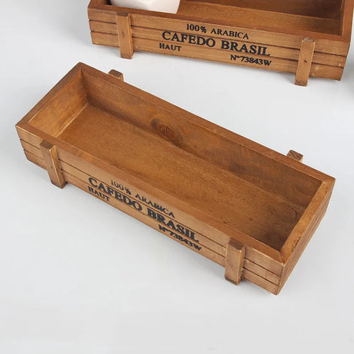 jardinière vintage en bois pour plantes succulentes et fleurs - vue 2 sur 8