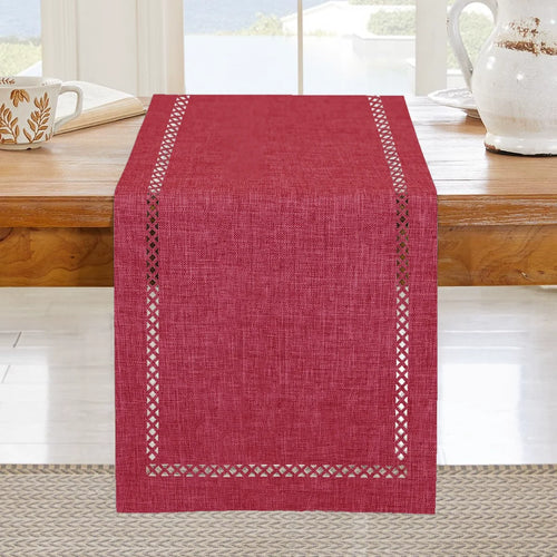 chemin de table lin ajoure style moderne repas - vue 12 sur 13