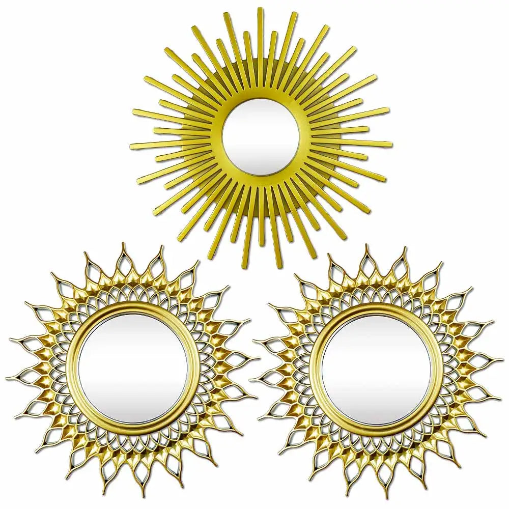 miroir soleil doré design vintage pour décoration murale élégante