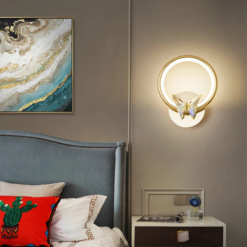 applique murale led papillon en cristal design moderne - vue 3 sur 19