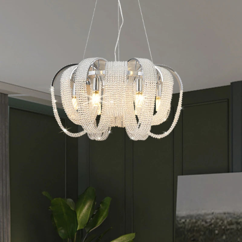 2024Luxury Tassel Crystal Chandelier for Living Room Restaurant Dinning Room Bedroom Hotel Decor Lustre Designer Lamp in Stock - vue 3 sur 10