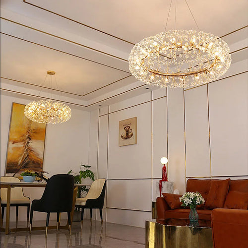 lustre rond à led en cristal pissenlit décoration élégante et lumineuse - vue 4 sur 12