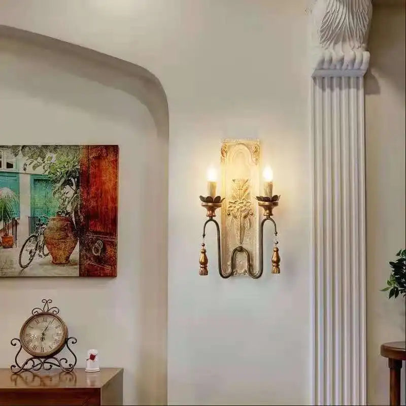 applique murale vintage en bois massif style américain et français - vue 5 sur 7