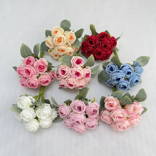 bouquet de 10 roses artificielles en soie décoratives pour événements - vue 6 sur 14