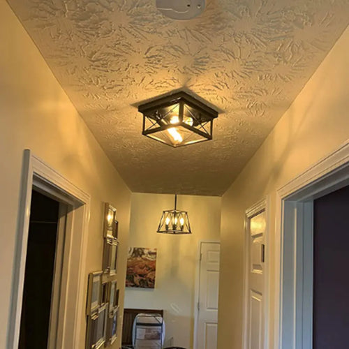 plafonnier carré rétro en fer style américain pour décoration intérieure - vue 6 sur 7
