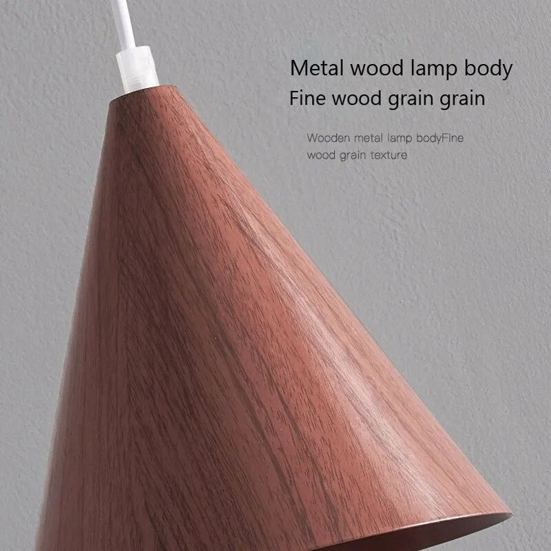 Suspension LED moderne en noyer massif - vue 6 sur 10