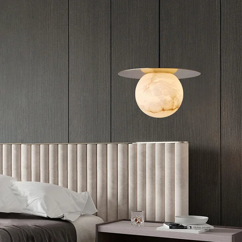lustre nordique en marbre créatif design lumineux moderne - vue 4 sur 7