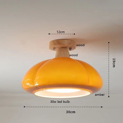 suspension citrouille verre led style japonais vintage bois - vue 15 sur 15