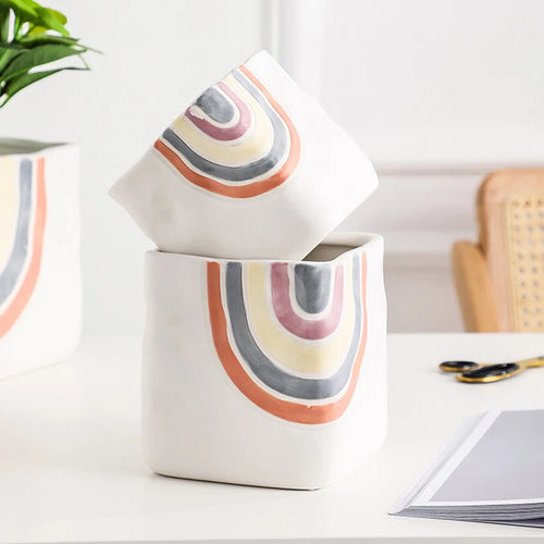 pot de fleurs succulentes en céramique style nordique fait main - vue 5 sur 8