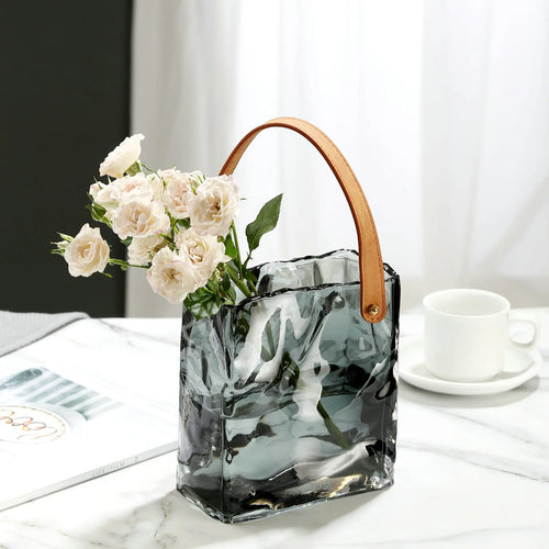 vase en verre transparent texture froissée pour fleurs et terrarium - vue 2 sur 13