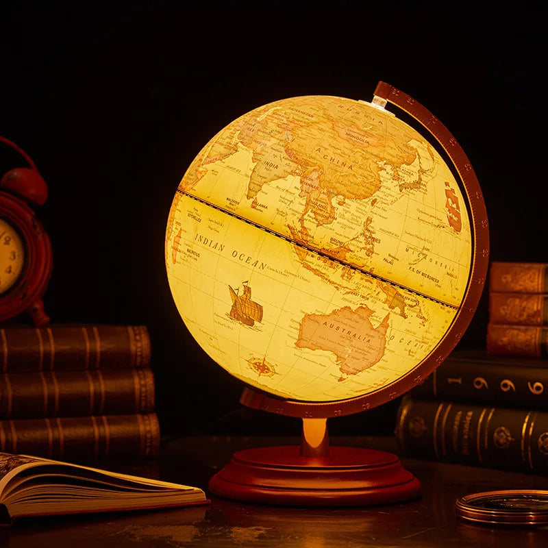 lampe de bureau globe terrestre rotatif et carte géographique - vue 4 sur 10