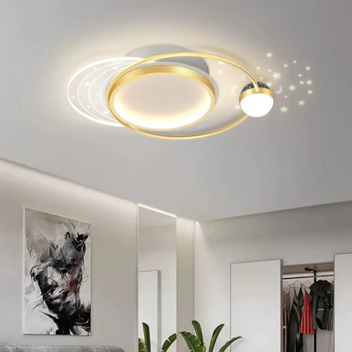 Gold/Black LED Living Room Ceiling Light, RC Dimmable for Kitchen Boys Room Home Decor, Star Decorative Lights. - vue 4 sur 10