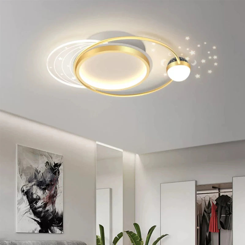 Gold/Black LED Living Room Ceiling Light, RC Dimmable for Kitchen Boys Room Home Decor, Star Decorative Lights. - vue 3 sur 10