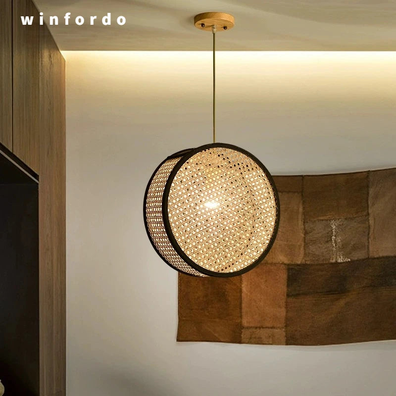 2024 Japanese style Quiet Wind Restaurant Bar, Restaurant Island, Homestay Bedhead Vine Weaving Art Pendant Light - vue 1 sur 9