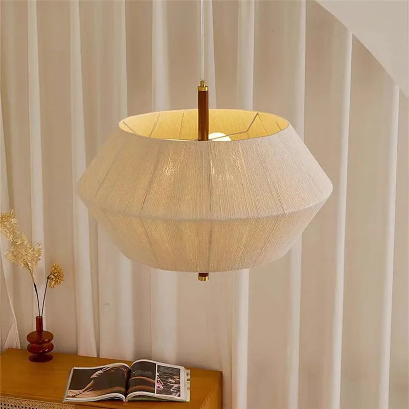 suspension en corde de chanvre et bois massif design wabi-sabi - vue 3 sur 9