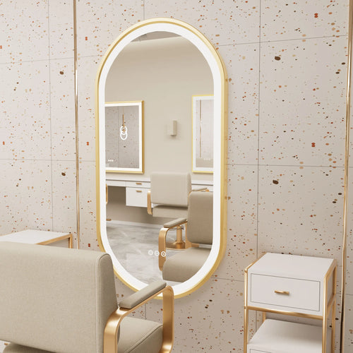 miroir oval à led avec éclairage ajustable et anti-buée - vue 3 sur 8