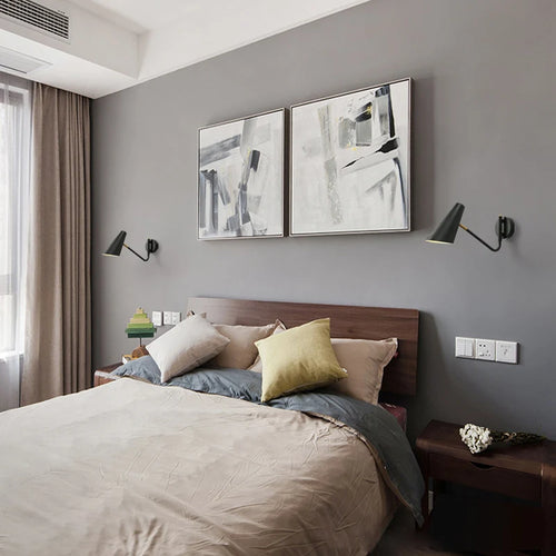 Applique murale rétro réglable interrupteur noir or led e27 - vue 4 sur 10