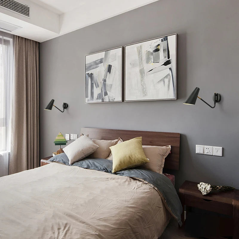 Applique murale rétro réglable interrupteur noir or led e27 - vue 3 sur 10