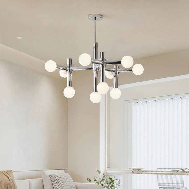 lustre moderne design nordique en verre et métal - vue 3 sur 7