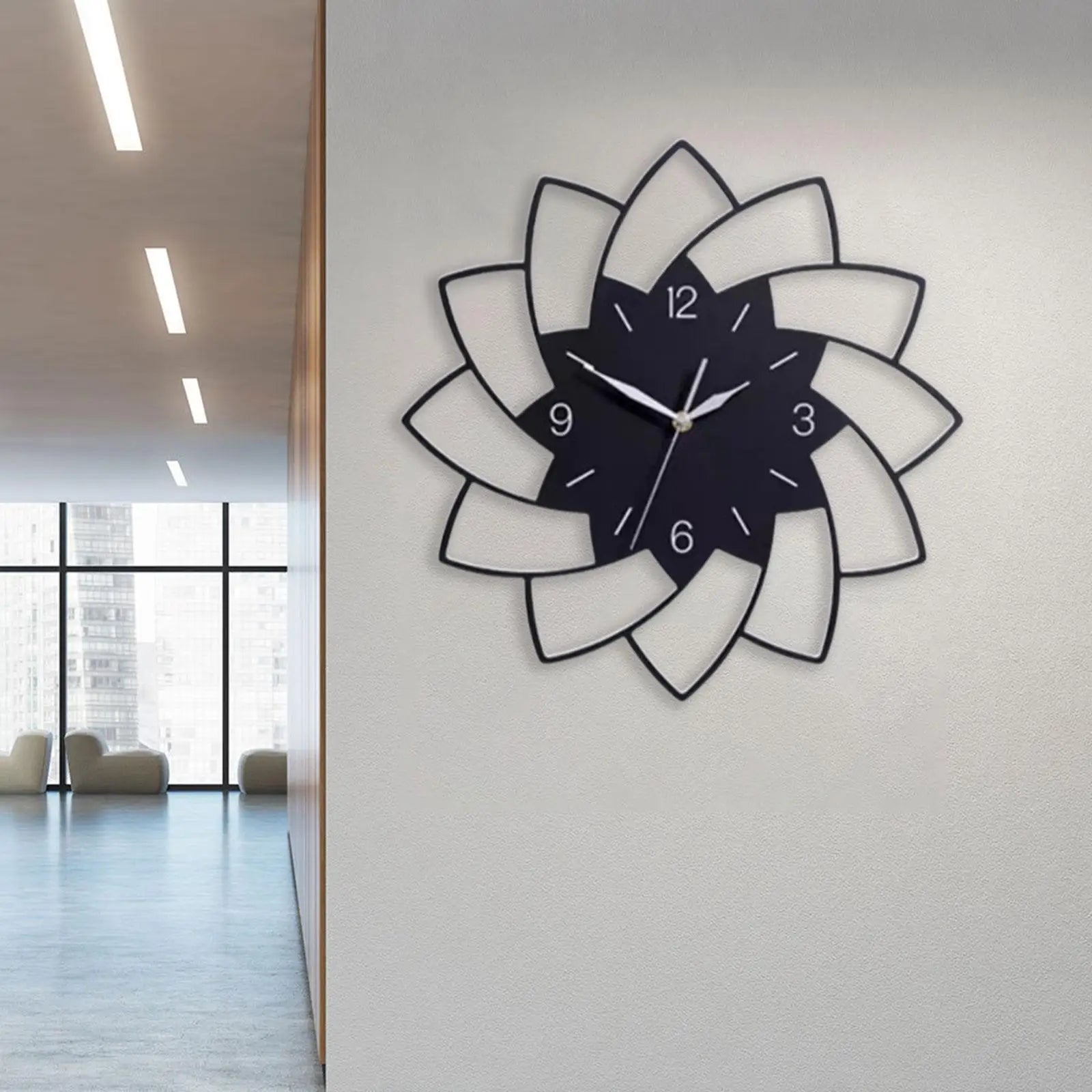 horloge murale silencieuse en forme de fleur décoration intérieure - vue 3 sur 6