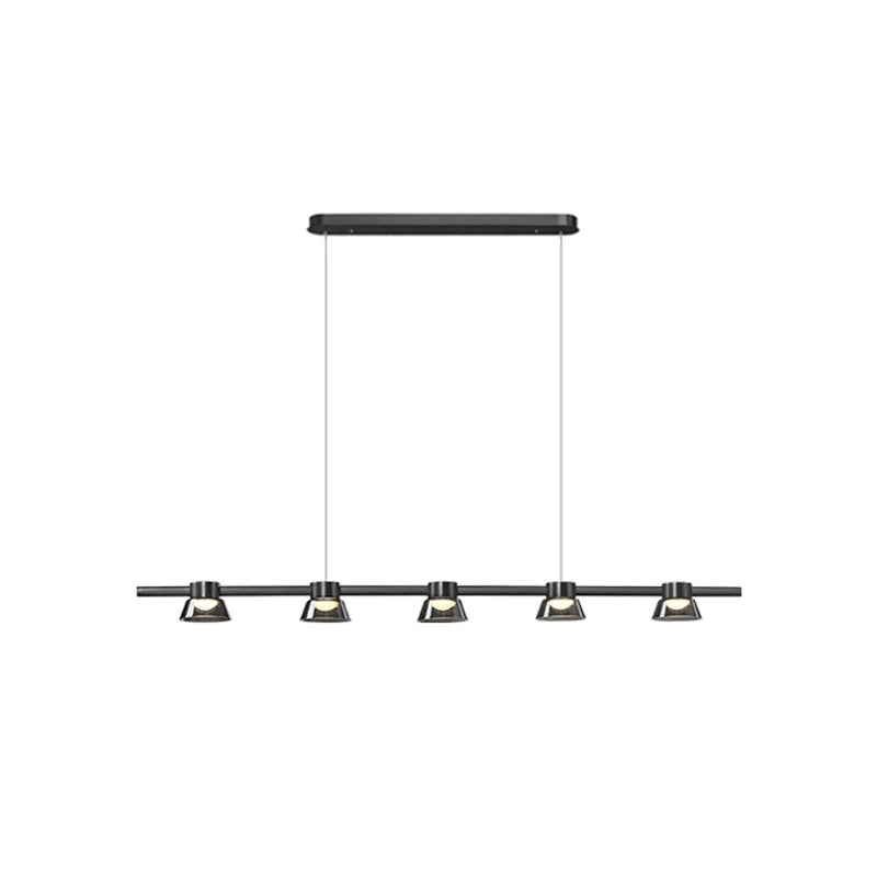 Nordic minimalist strip glass Led Dining Room Ceiling Chandelier Dining Room Bar Kitchen Island decorated hanging light fixtures - vue 6 sur 9
