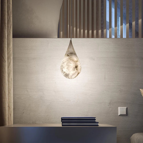 Design américain postmoderne albâtre goutte de pluie suspension éclairage style minimaliste éclairage pour chambres et restaurants - vue 4 sur 8