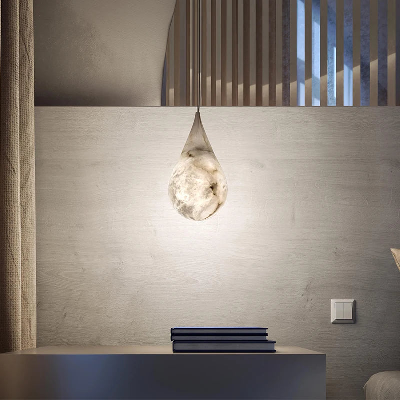 Design américain postmoderne albâtre goutte de pluie suspension éclairage style minimaliste éclairage pour chambres et restaurants - vue 4 sur 8