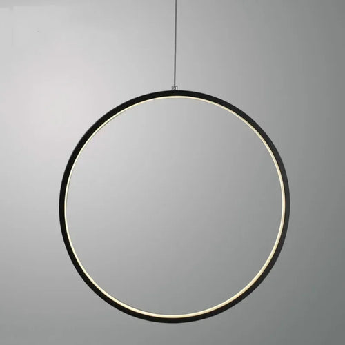 Suspension LED minimalistes lumière anneau rond cercle lustre maison pour salon éclairage intérieur lustre noir luminaires - vue 2 sur 11