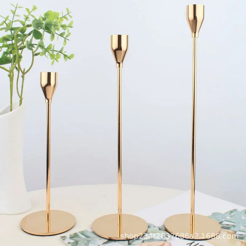 lot de 3 bougeoirs en métal pour décoration de mariage et fête - vue 2 sur 13